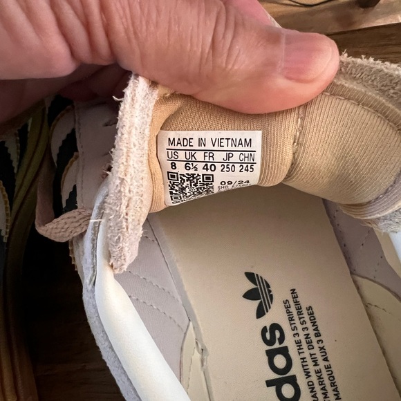 Adidas Gazelle Cream and Navy Casual Sneakers - Picture 2 of 4